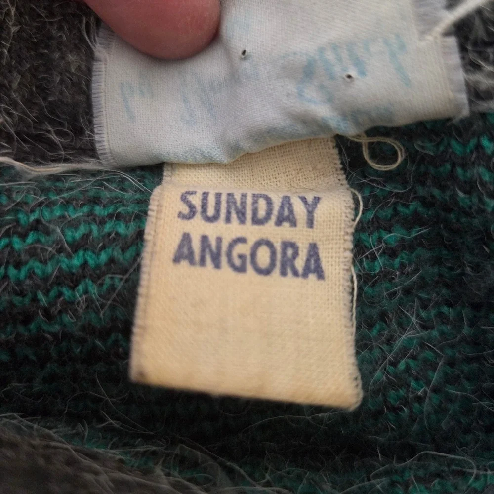 Vintage Australia Koala Angora Blend Sweater Gray Teal Green Womens‎ Medium